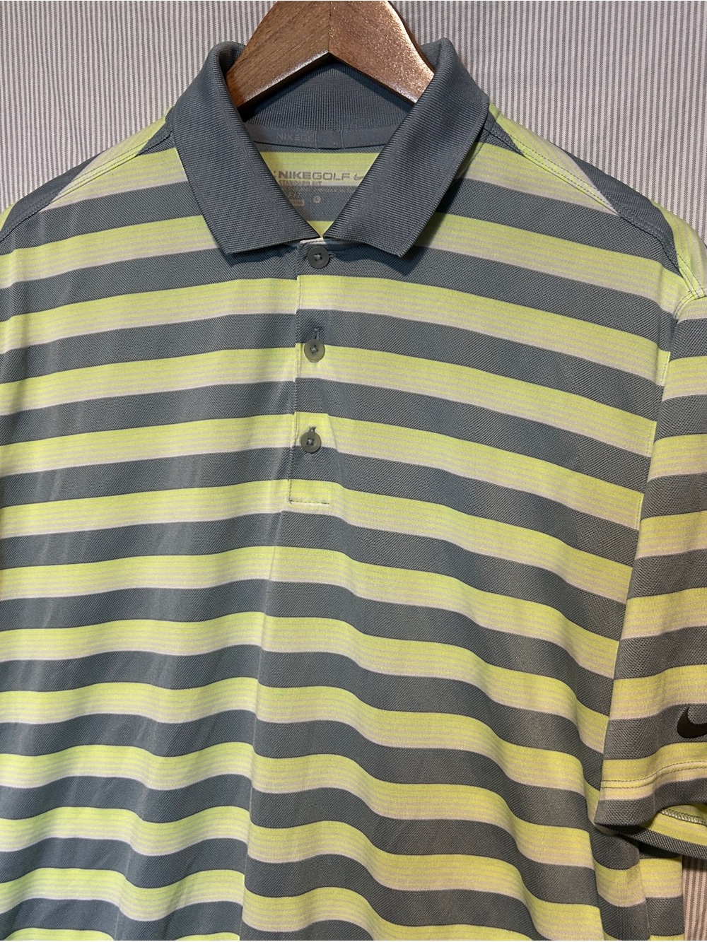 Nike Golf Men’s Striped Polo in Gray and Yellow